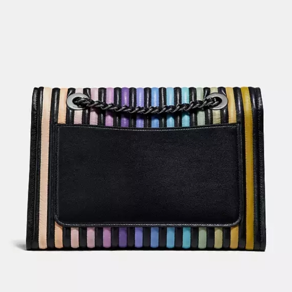 🌈🔹️COACH🔹️ Parker Ombrè Quilted Striped Multicolor Women's Bag + Wallet Set - Picture 16 of 17
